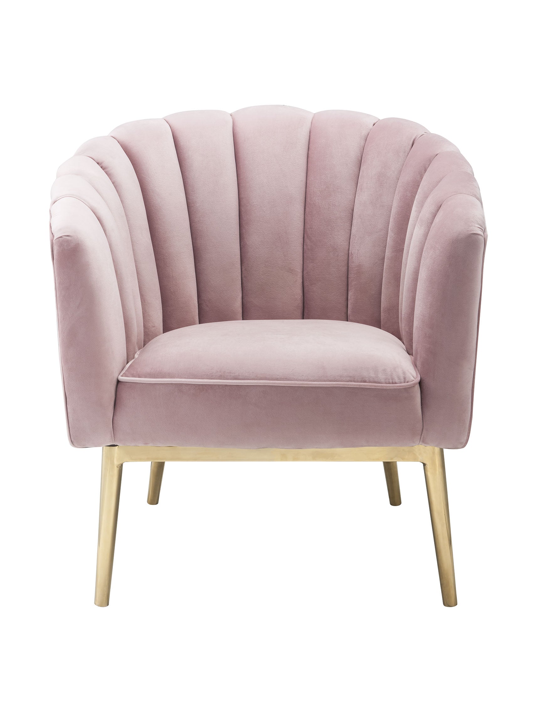 31" Pink And Copper Velvet Tufted Barrel Chair