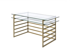 28" Clear Glass Mirrored Rectangular Writing Desk