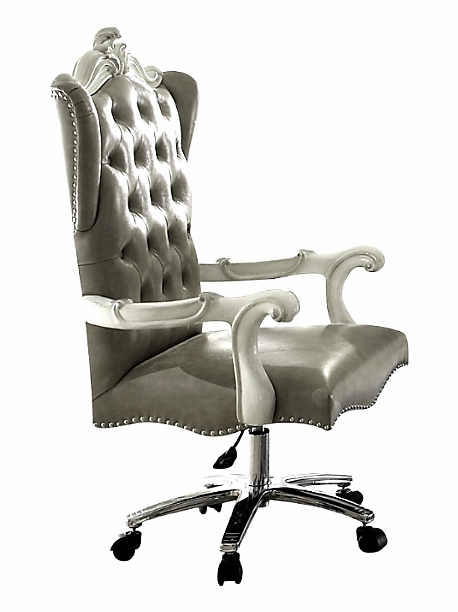 Gray Faux Leather Tufted Seat Swivel Adjustable Executive Chair Leather Back - 99fab 