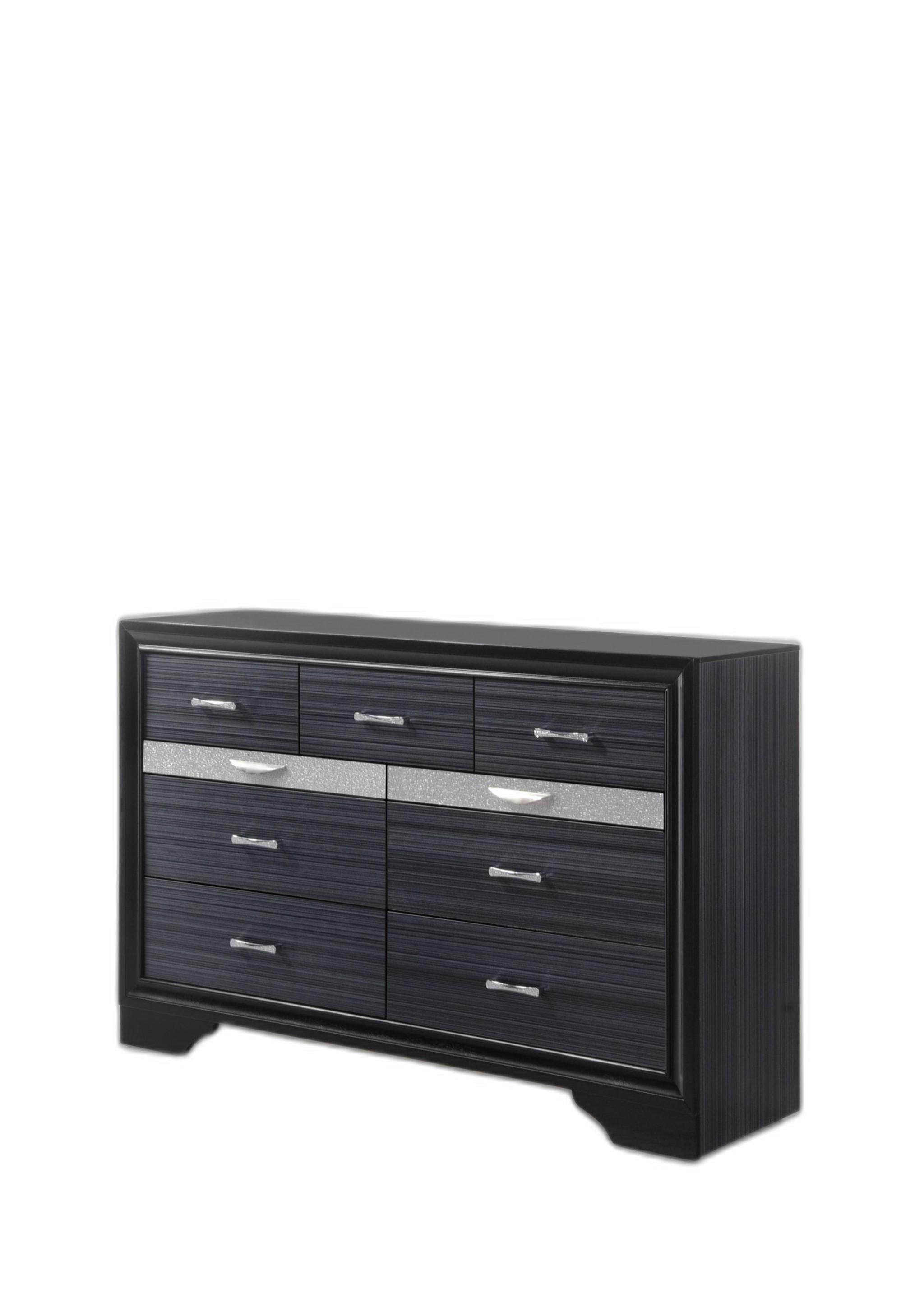 63" Black Manufactured Wood Nine Drawer Gentlemans Chest