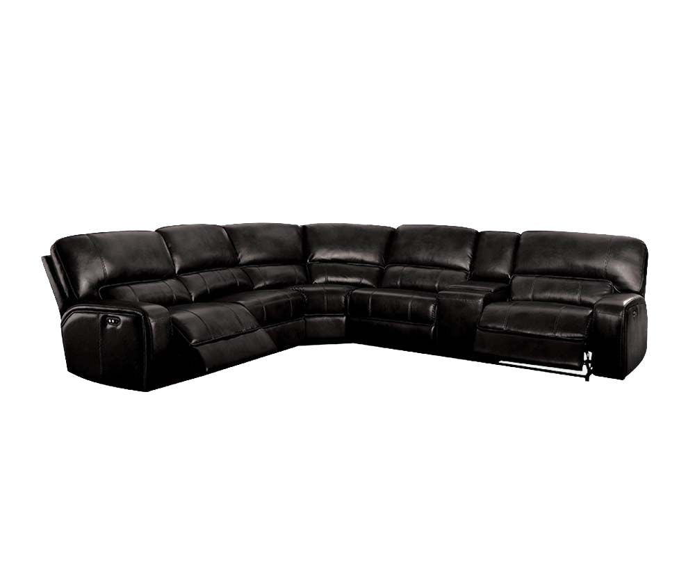 Black Faux Leather Reclining L Shaped Corner Sectional