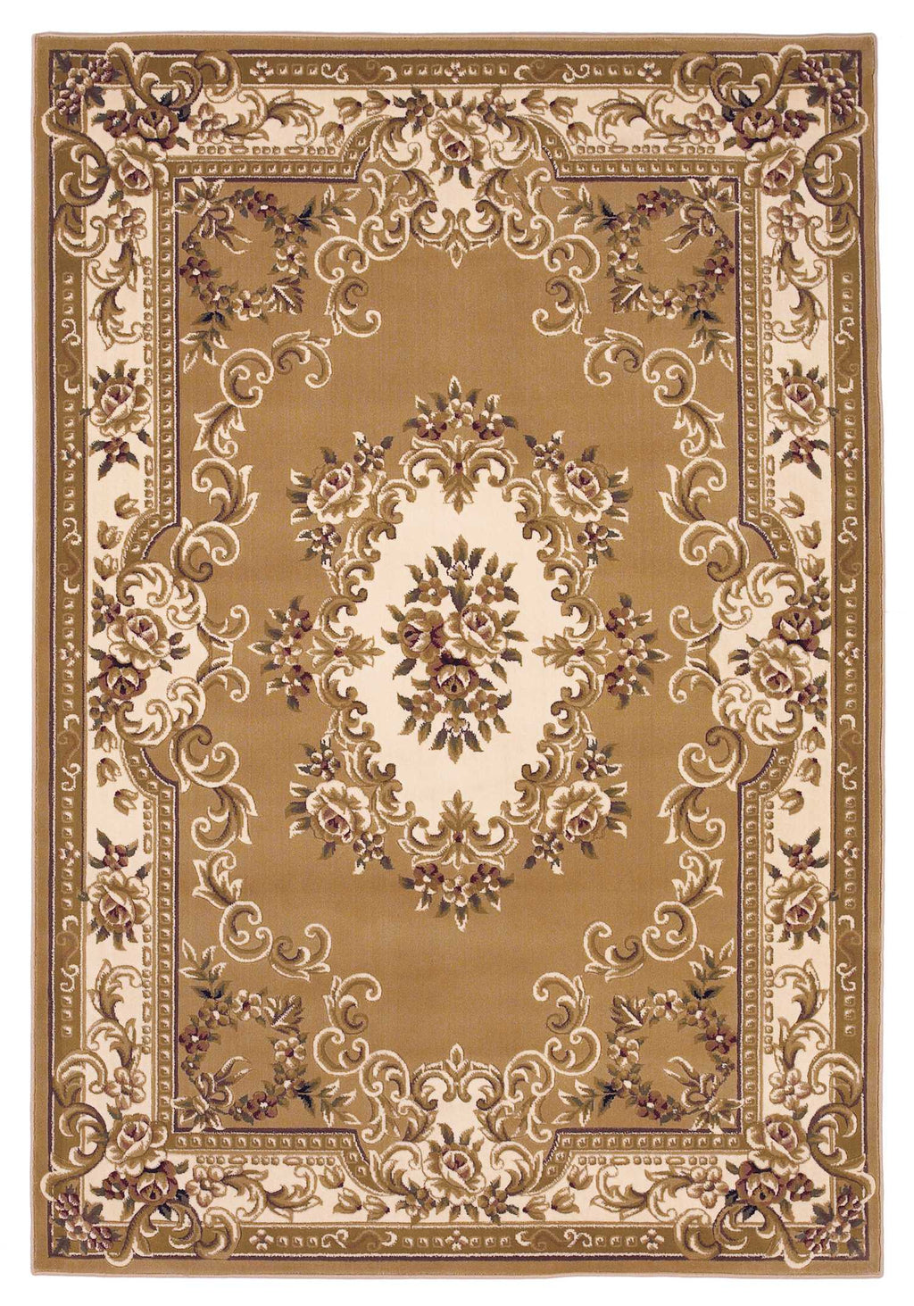 8'X11' Beige Ivory Machine Woven Hand Carved Floral Medallion Indoor Area Rug - 99fab 