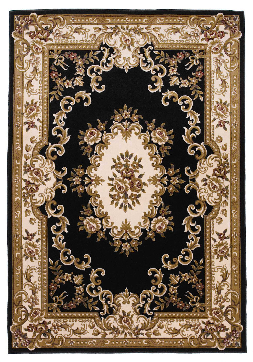 7' X 10'  Polypropylene Blackor Ivory Area Rug - 99fab 