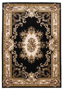 7' X 10'  Polypropylene Blackor Ivory Area Rug