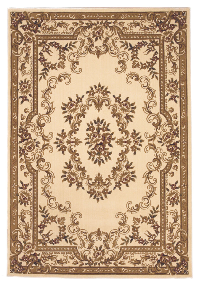 8'X11' Ivory Machine Woven Hand Carved Floral Medallion Indoor Area Rug - 99fab 