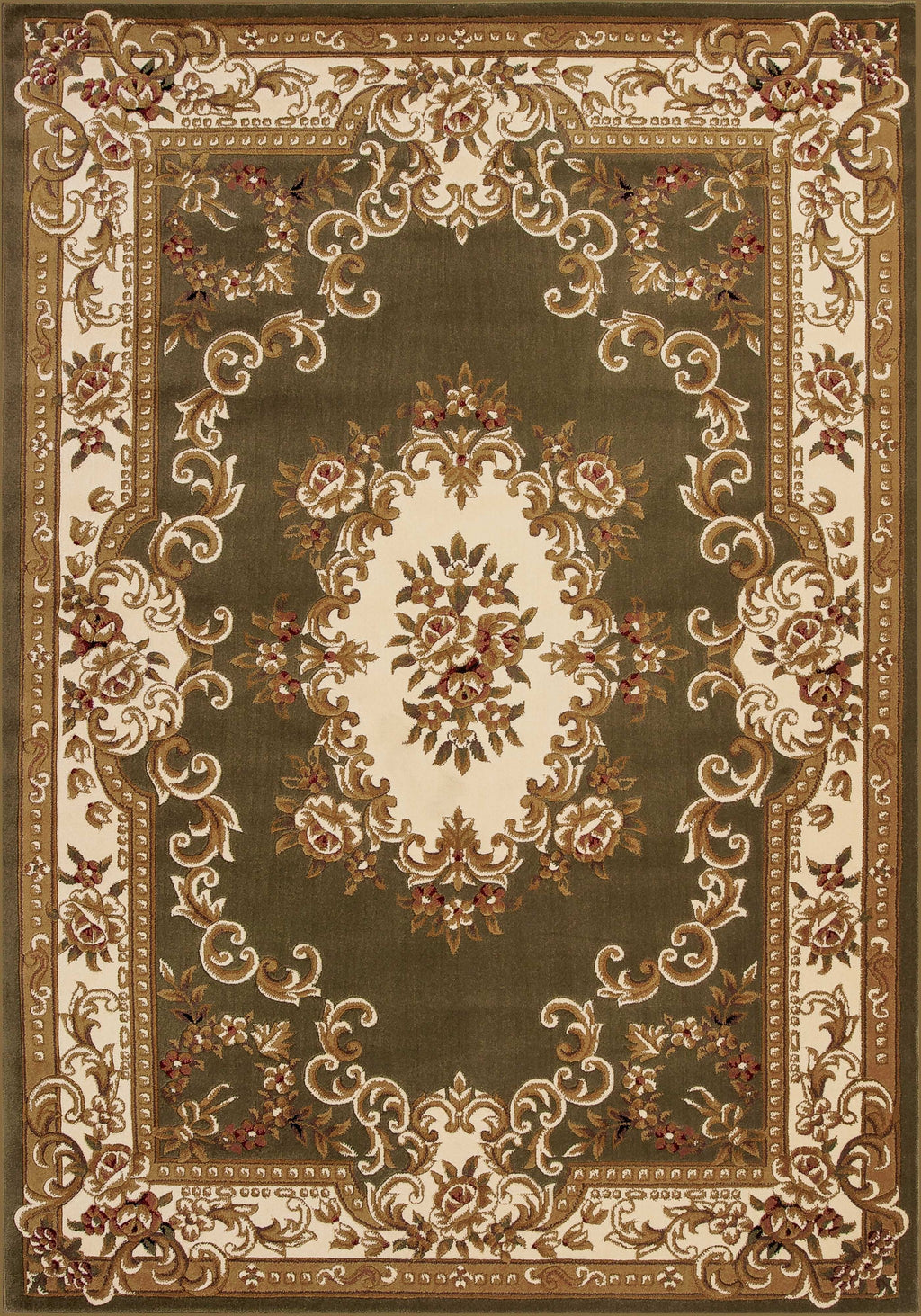 7' X 10'  Polypropylene Greenor Ivory Area Rug - 99fab 