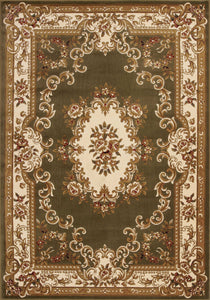 7' X 10'  Polypropylene Greenor Ivory Area Rug