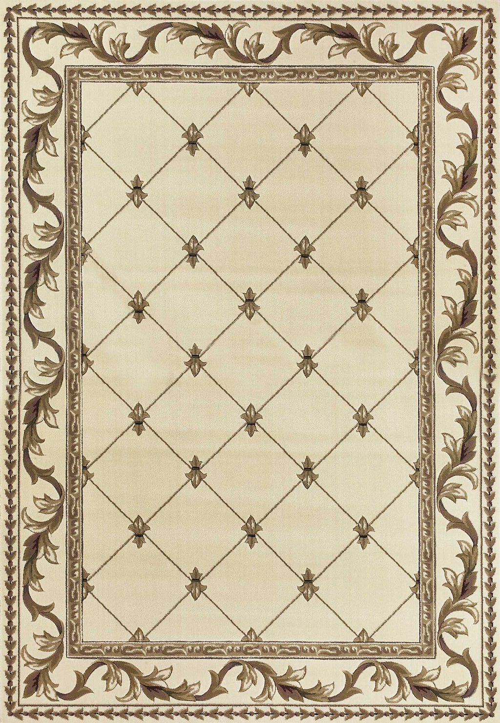 8'X11' Ivory Machine Woven Hand Carved Fleur De Lis Indoor Area Rug - 99fab 