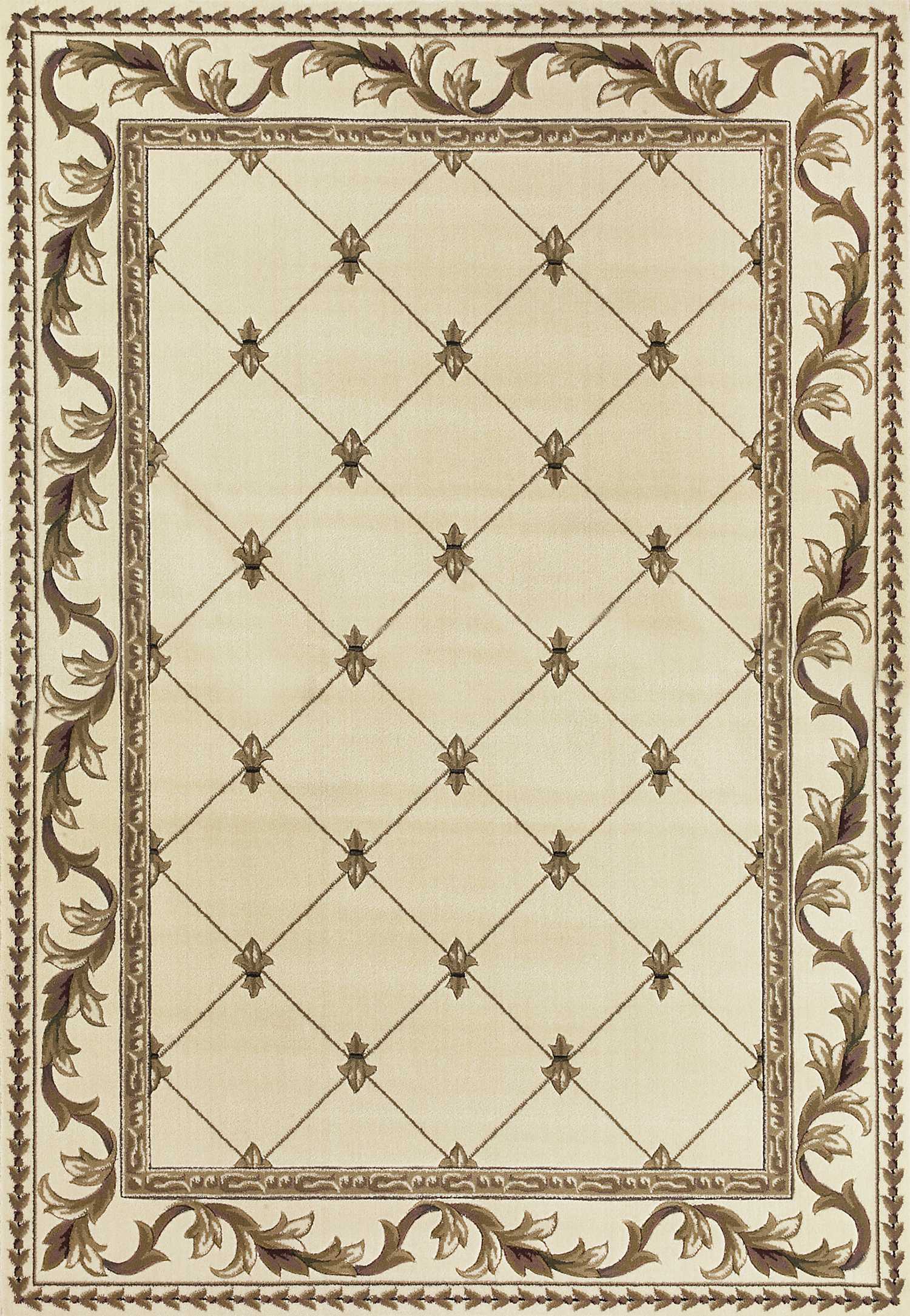 8'X11' Ivory Machine Woven Hand Carved Fleur De Lis Indoor Area Rug