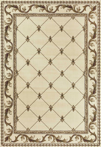 8'X11' Ivory Machine Woven Hand Carved Fleur De Lis Indoor Area Rug