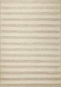 5'X7' White Ivory Hand Woven Knobby Cornish Stripe Indoor Area Rug