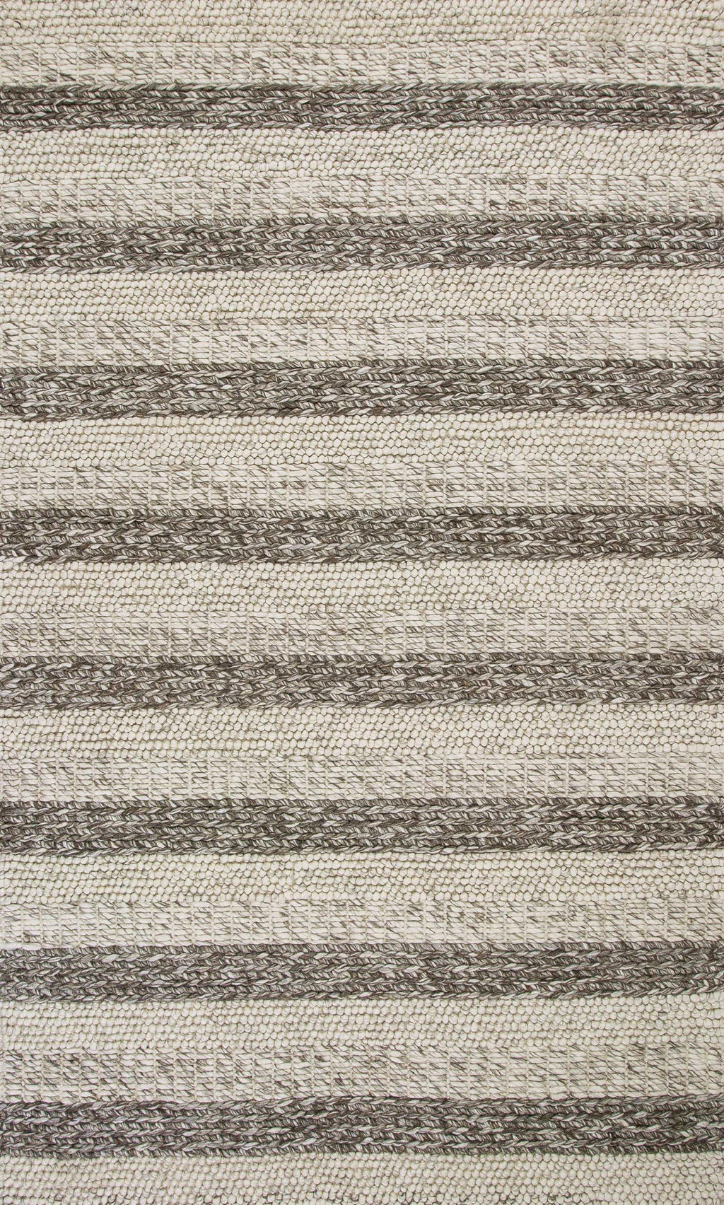 5'X7' Grey White Hand Woven Knobby Stripes Indoor Area Rug - 99fab 