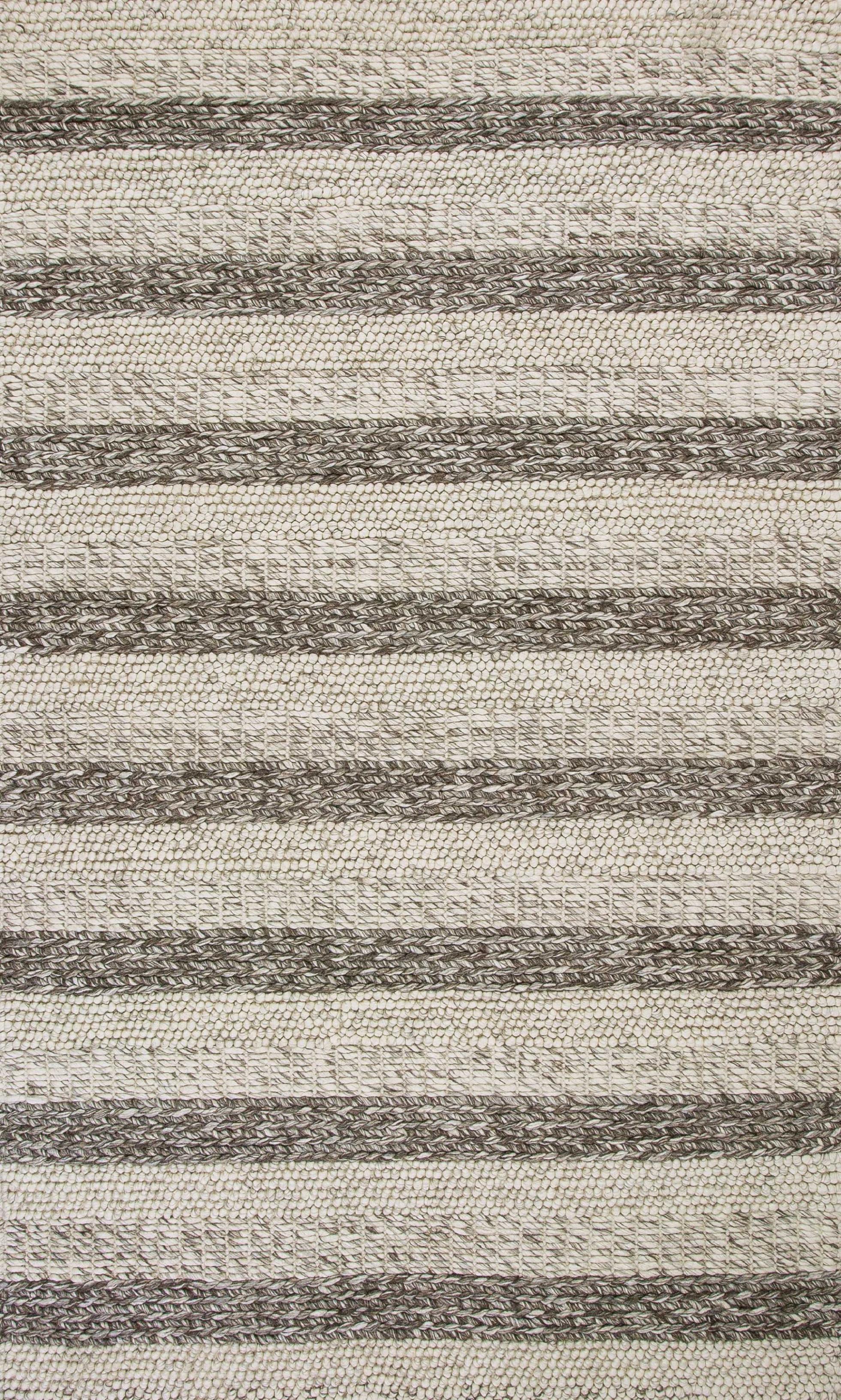 5'X7' Grey White Hand Woven Knobby Stripes Indoor Area Rug