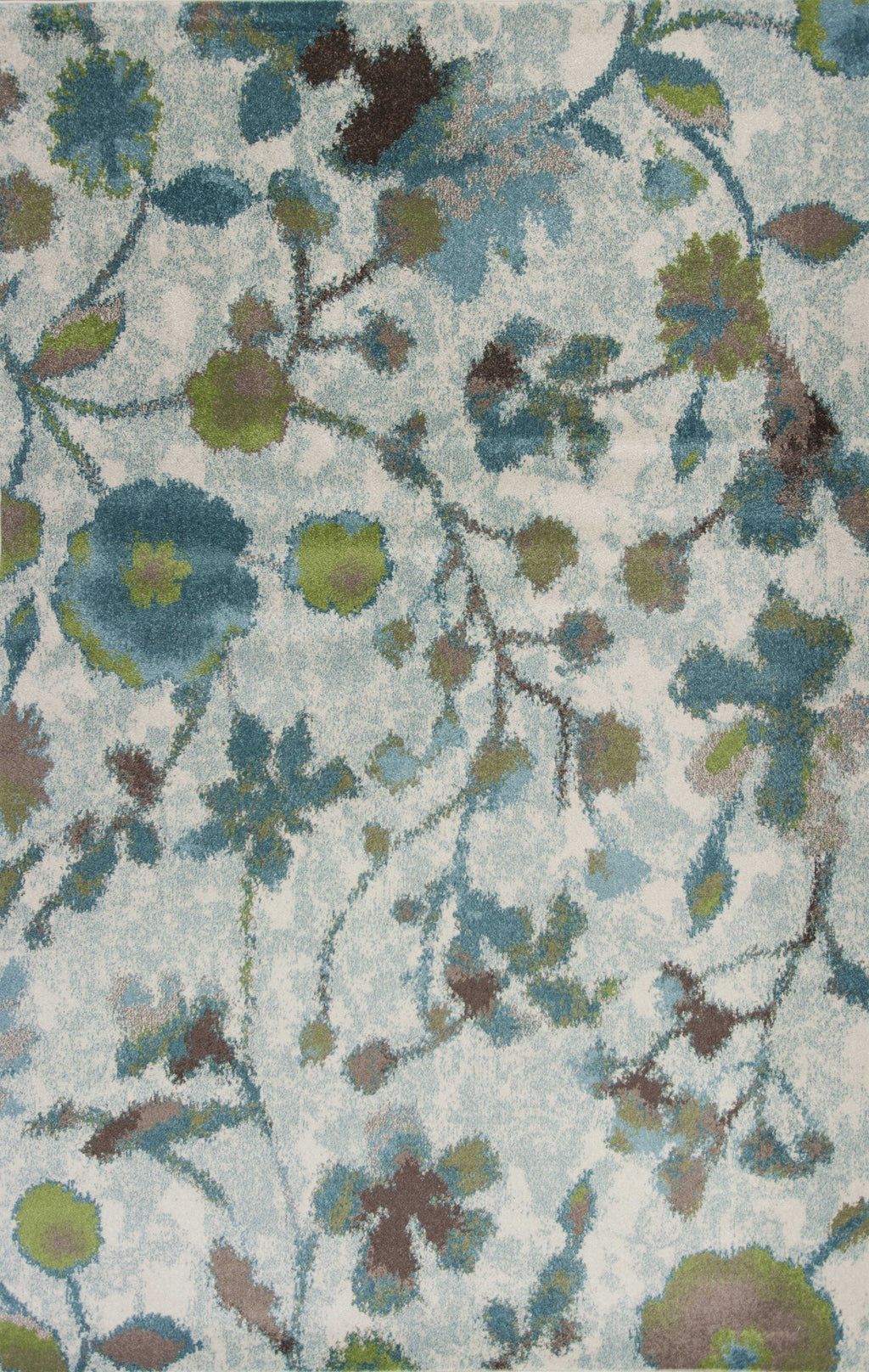 8'X11' Teal Blue Machine Woven Floral Indoor Area Rug - 99fab 