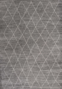 8'X11' Grey Machine Woven Geometric Indoor Area Rug