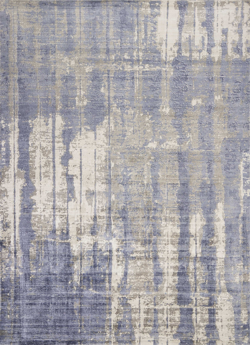 5'X7' Grey Blue Hand Loomed Abstract Brushstroke Indoor Area Rug - 99fab 