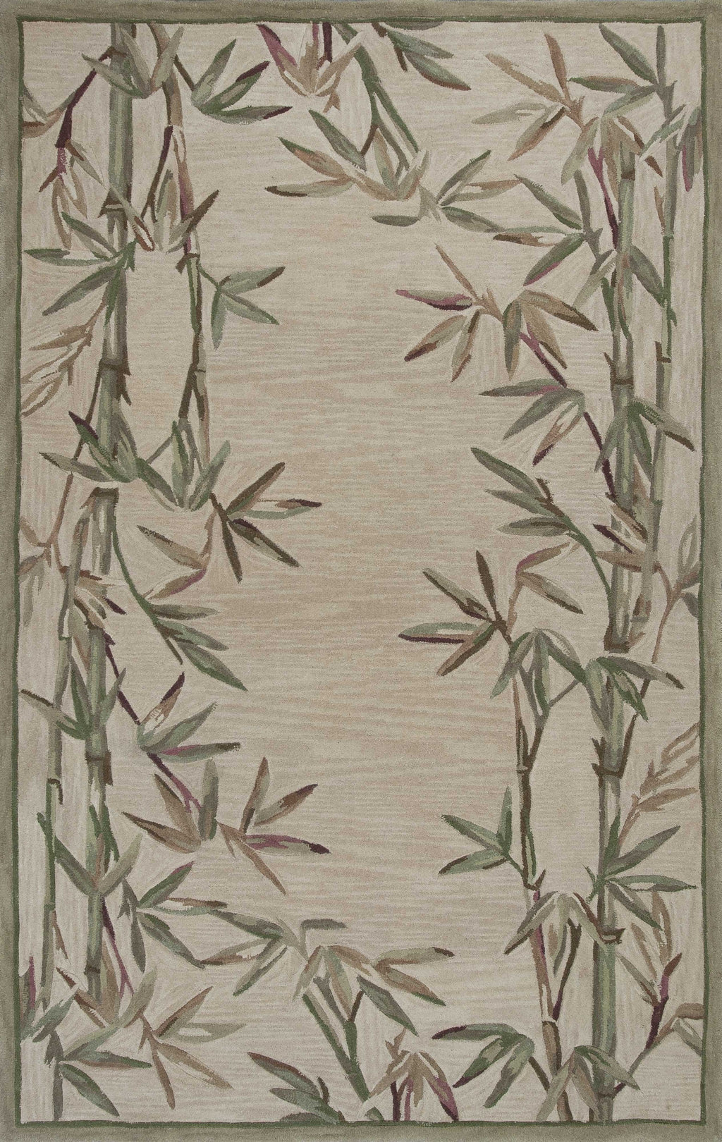 5'X8' Ivory Hand Tufted Bordered Bamboo Indoor Area Rug - 99fab 