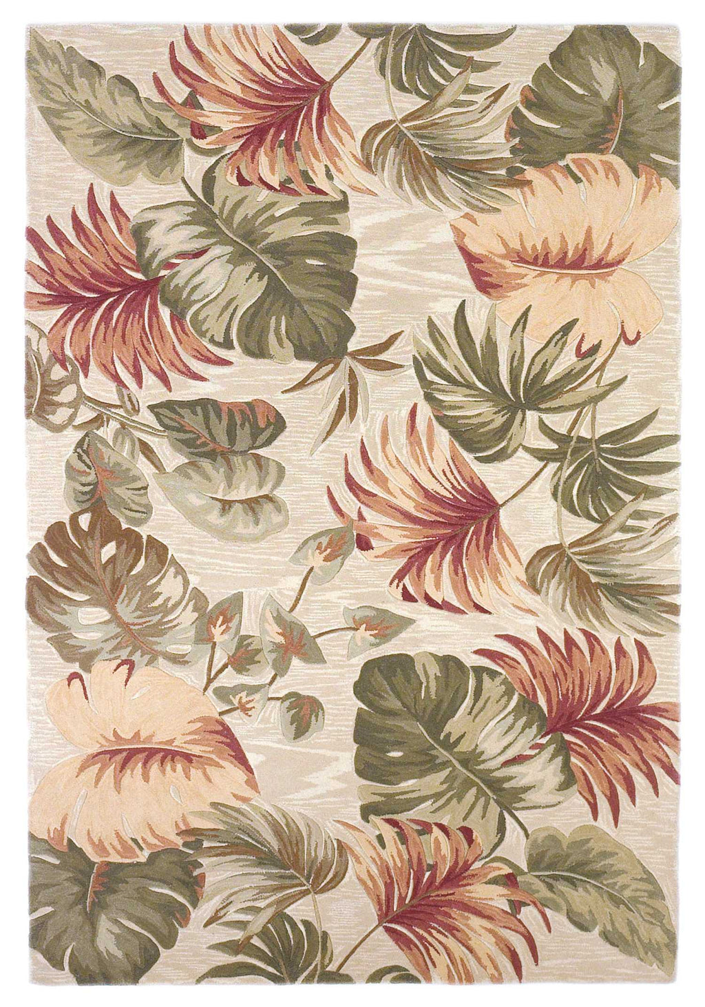 5'X8' Beige Hand Tufted Tropical Leaves Indoor Area Rug - 99fab 