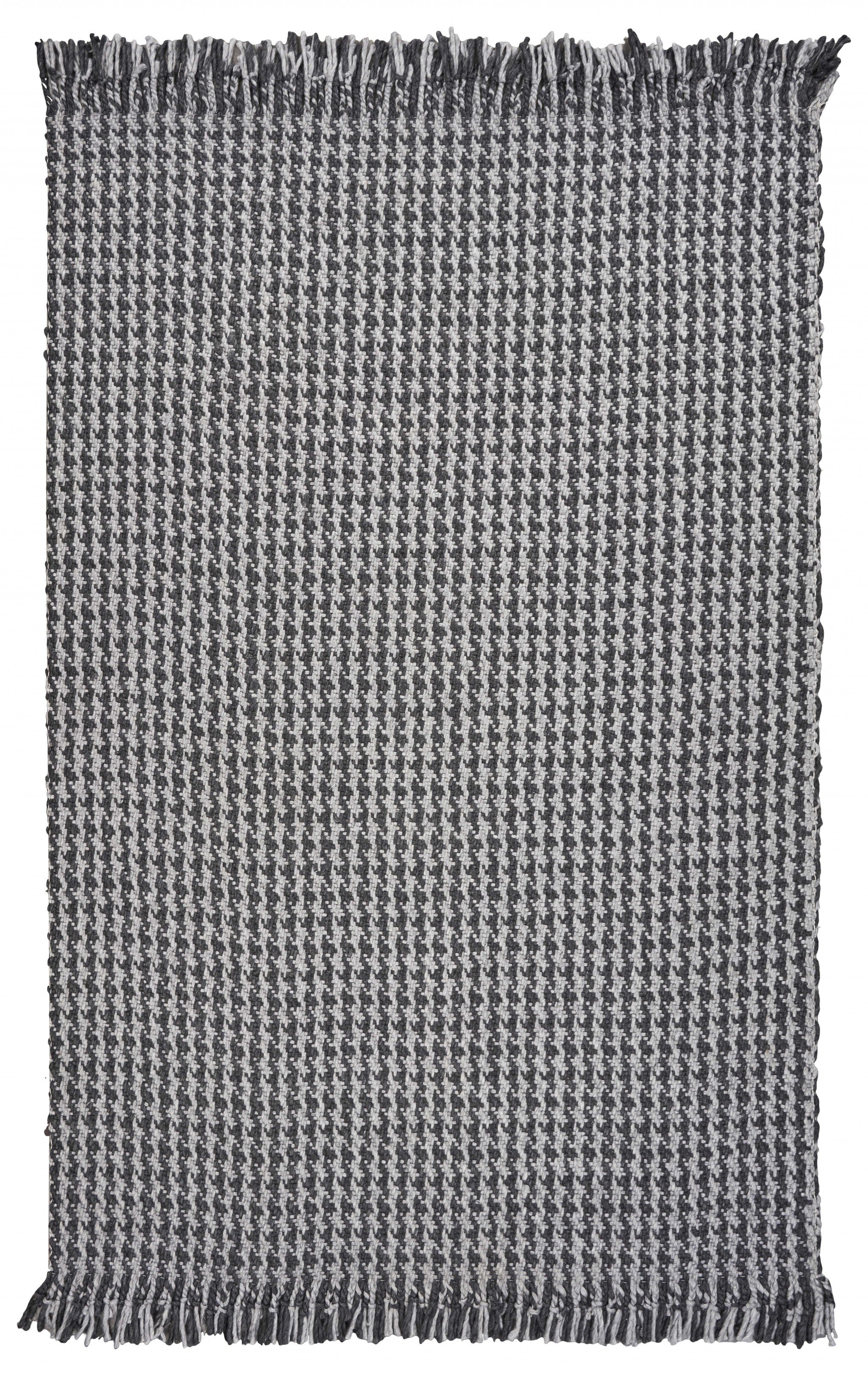 8'X10' Grey Hand Woven Houndstooth Indoor Area Rug