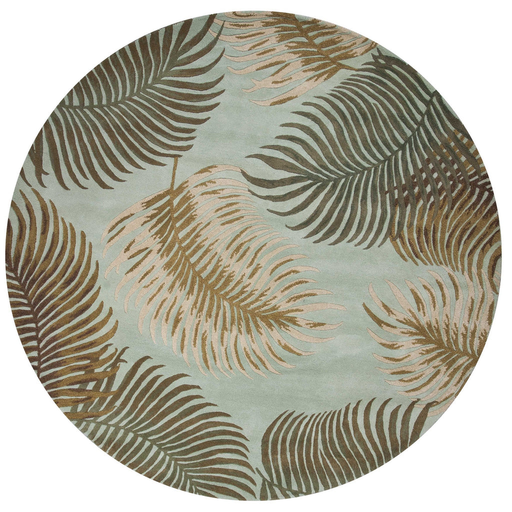 7' Round Wool Aqua Area Rug - 99fab 