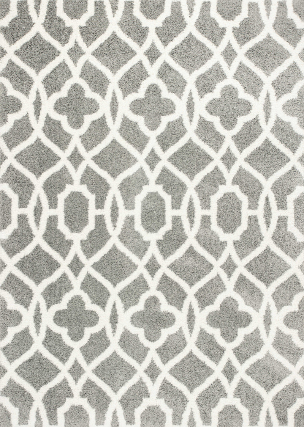 8'X11' Grey Ivory Machine Woven Ogee Indoor Shag Area Rug - 99fab 