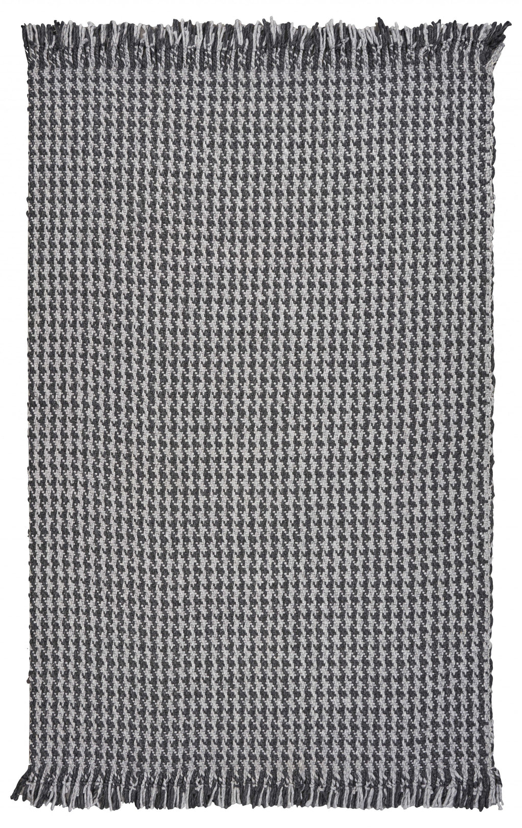 9'X12' Grey Hand Woven Houndstooth With Braided Fringe Indoor Area Rug - 99fab 