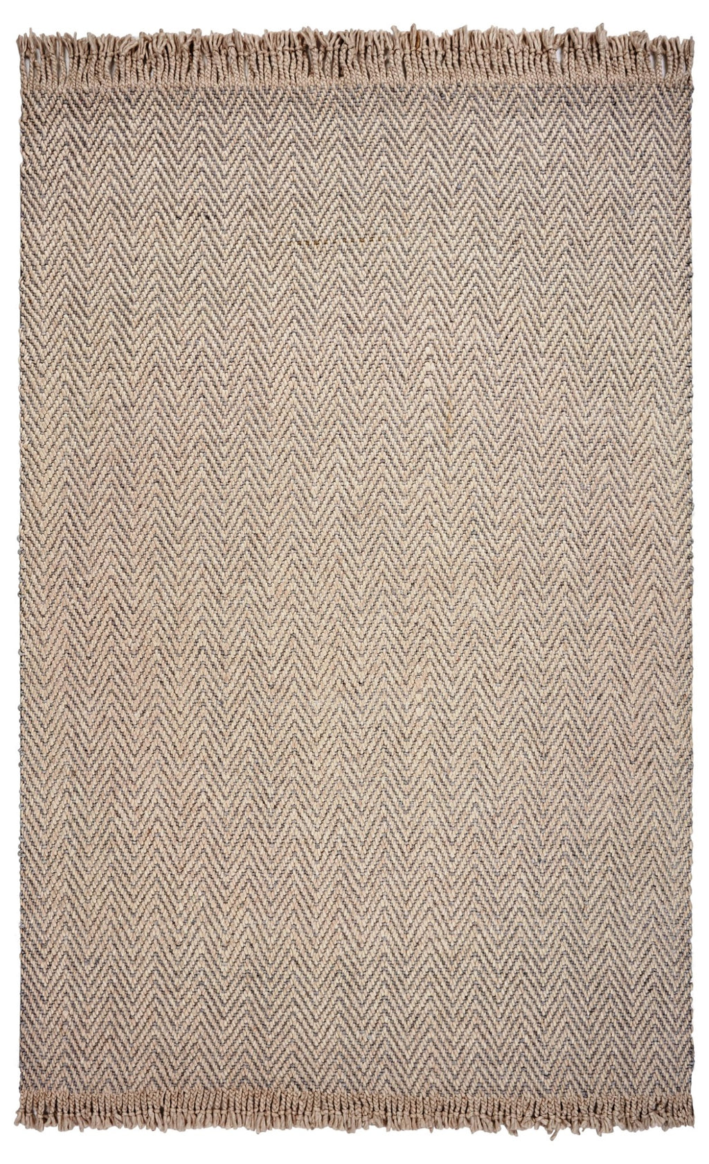 9'X12' Oatmeal Beige Hand Woven Herringbone With Braided Fringe Indoor Area Rug - 99fab 