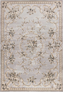 9'X12' Light Grey Bordered Floral Indoor Area Rug