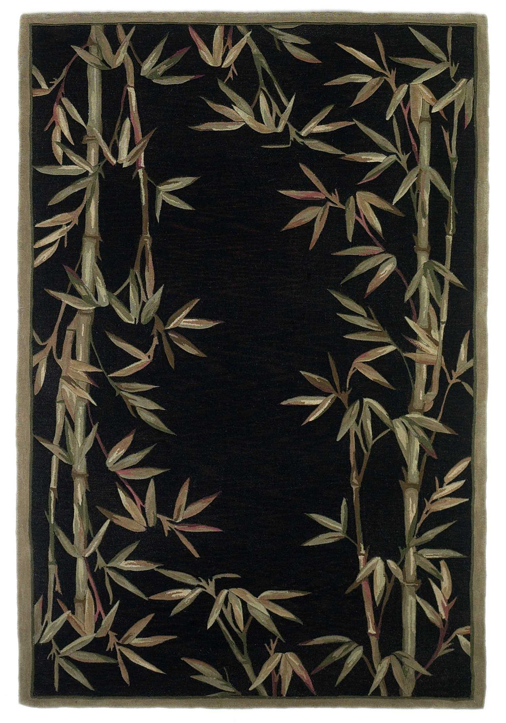 8' X 11'  Wool Black And Bamboo Area Rug - 99fab 