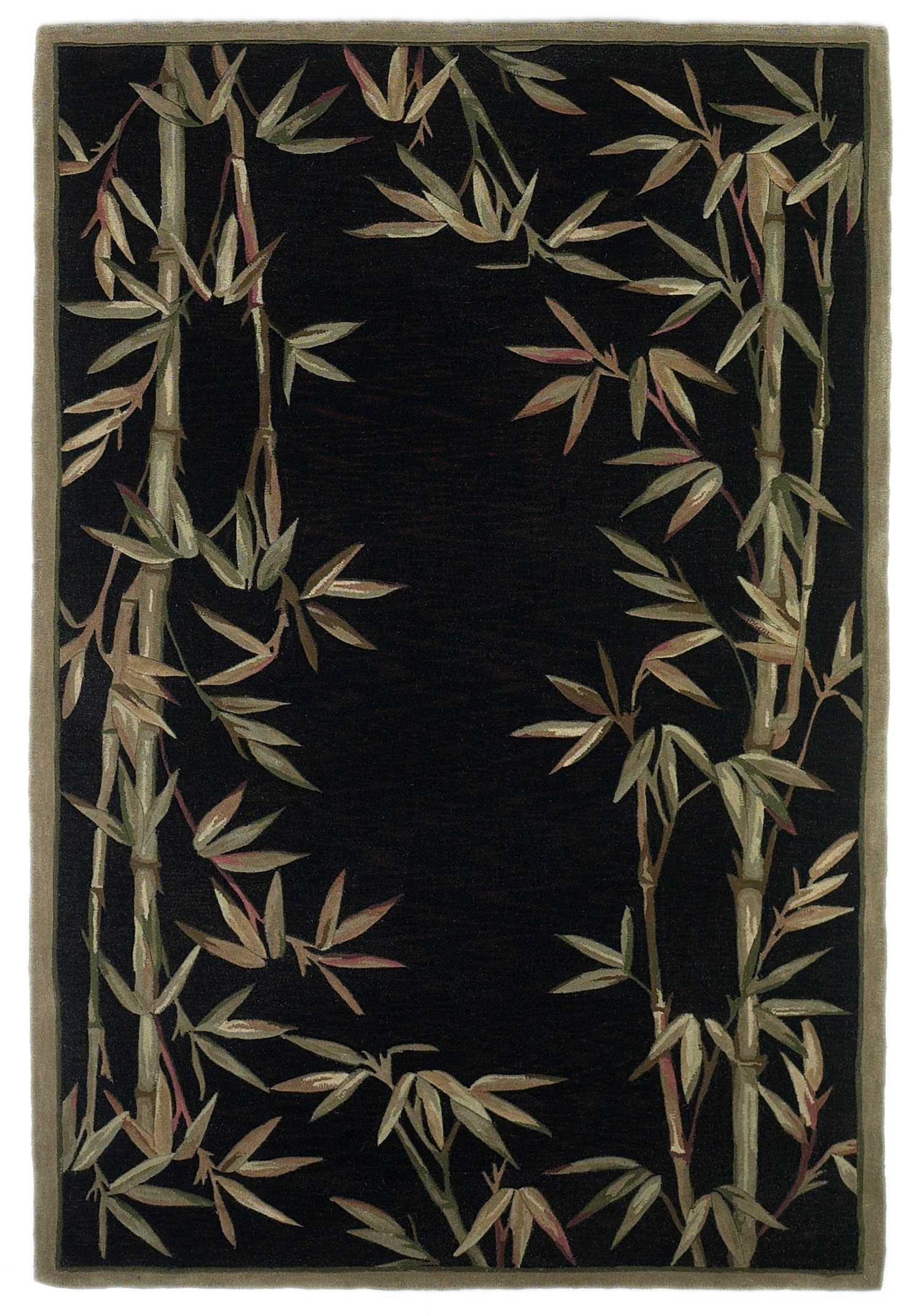 8' X 11'  Wool Black And Bamboo Area Rug