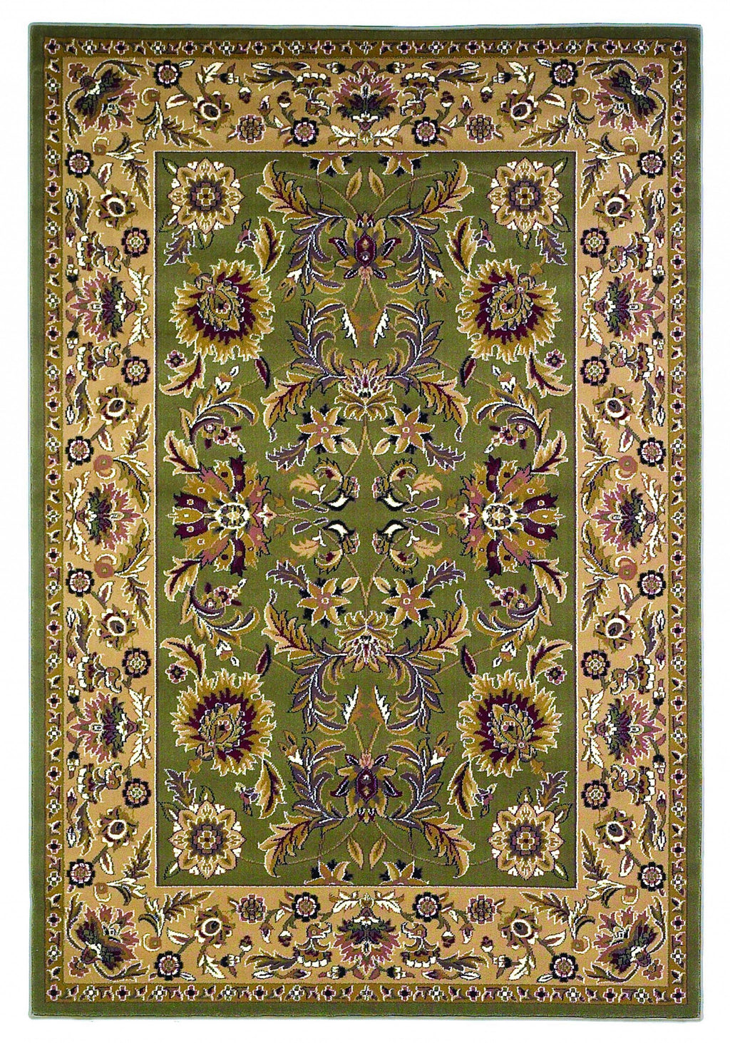 10'X13' Green Taupe Machine Woven Floral Traditional Indoor Area Rug - 99fab 