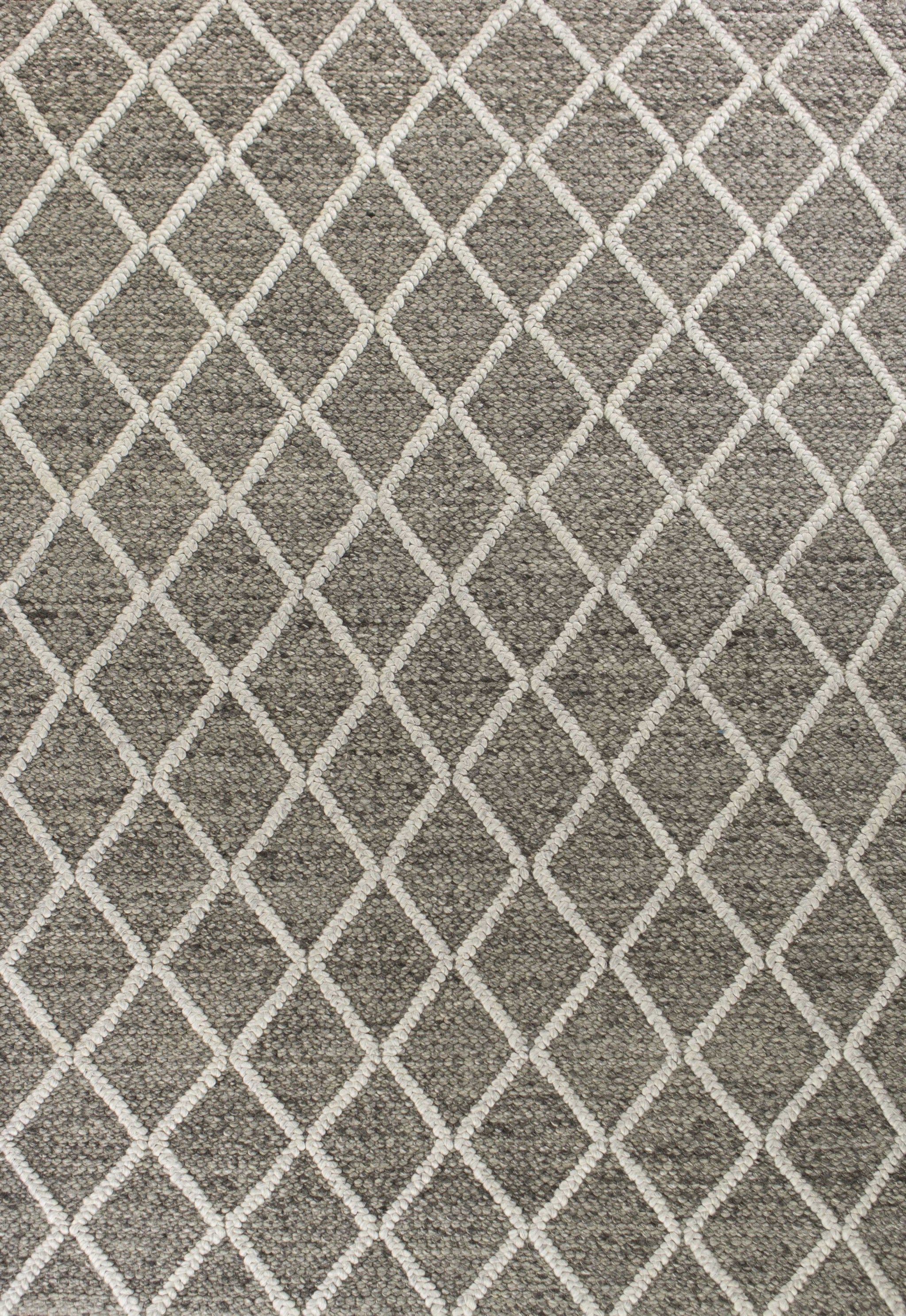 9' X 13' Wool Dark Grey Area Rug