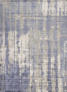 9'X13' Grey Blue Hand Loomed Abstract Brushstroke Indoor Area Rug