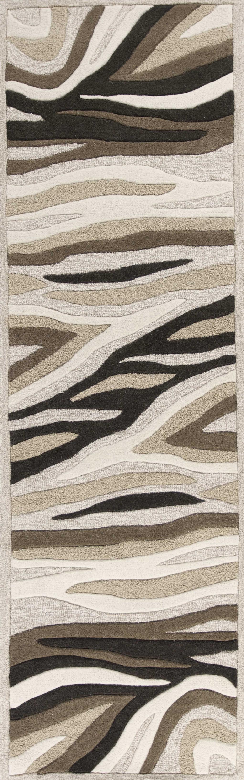 2' X 7' Natural Abstract Waves Wool Runner Rug - 99fab 