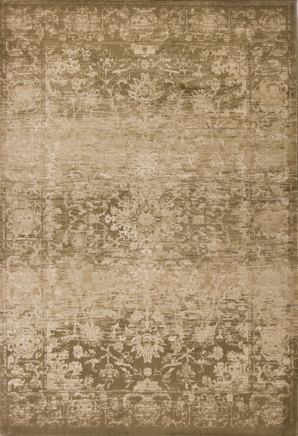 5'X8' Beige Machine Woven Distressed Floral Traditional Indoor Area Rug - 99fab 