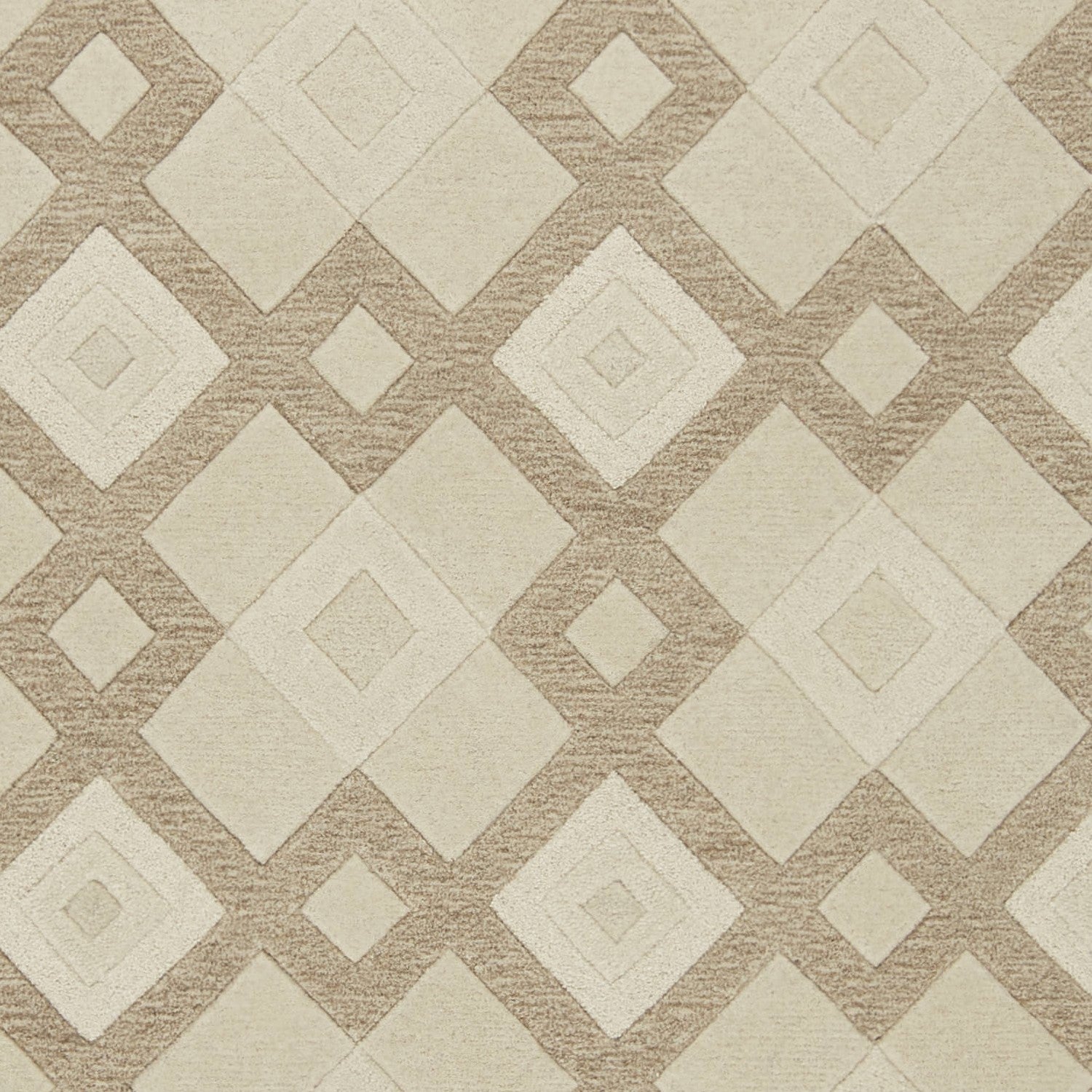 3' X 5' Ivory Geometric Diamonds Wool Area Rug