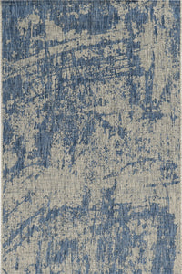 8' Round Grey Or Denim Abstract Brushstrokes Uv Treated Area Rug