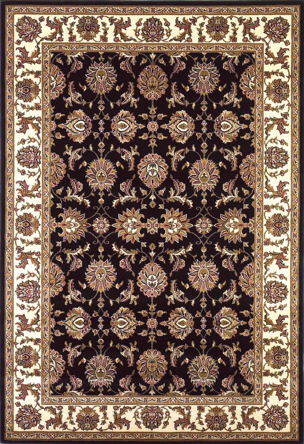 5' X 8' Black Or Ivory Floral Bordered Area Rug - 99fab 