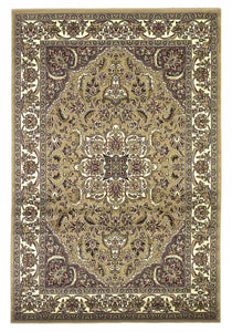 5'X8' Beige Ivory Machine Woven Floral Medallion Indoor Area Rug