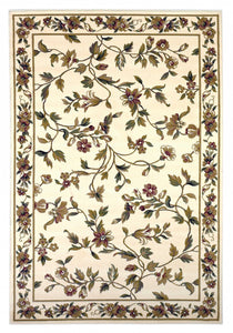 5' X 8' Ivory Floral Vine Bordered Area Rug