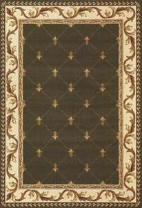 5'X8' Green Machine Woven Hand Carved Fleur De Lis Indoor Area Rug