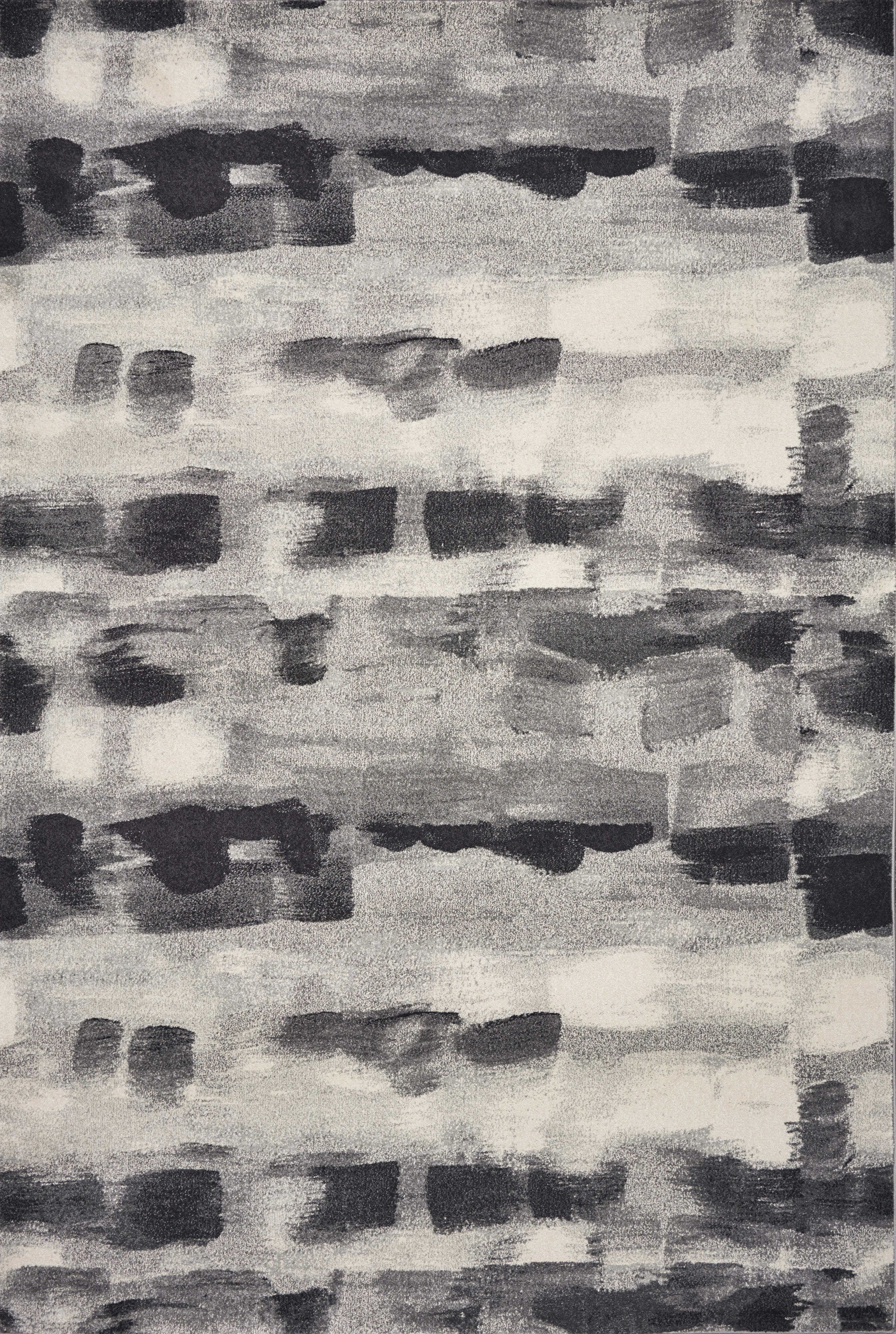 5'X8' Shades Of Grey Machine Woven Abstract Brushstroke Indoor Area Rug