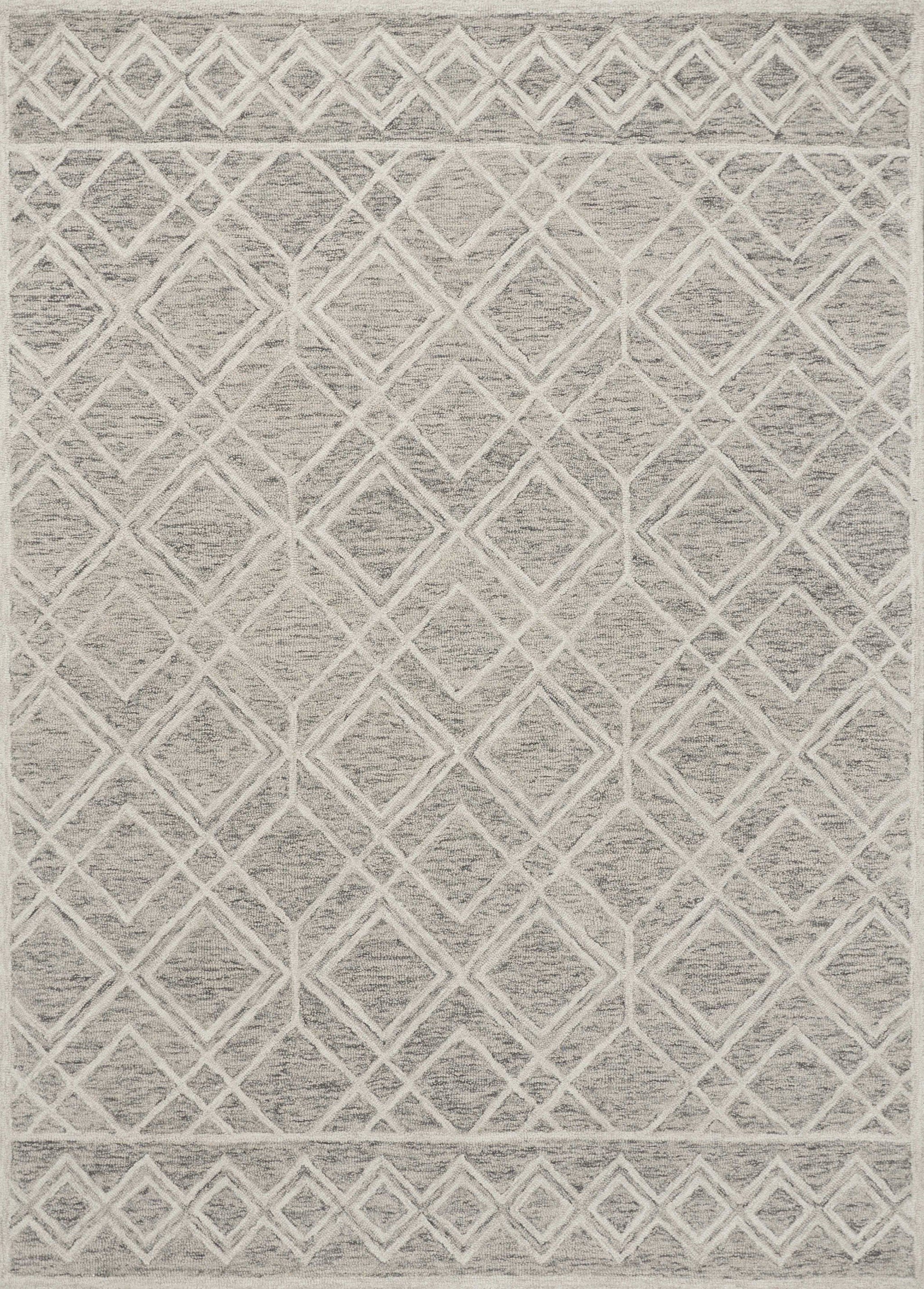 5' X 7' Sand Geometric Diamond Wool Indoor Area Rug