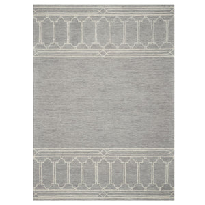 5' X 7' Grey Geometric Pattern Wool Indoor Area Rug