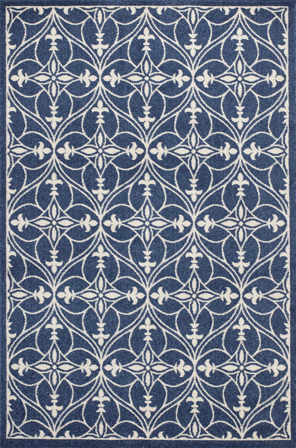 7' X 9' Denim Vintage Trellis Uv Treated Indoor Area Rug - 99fab 