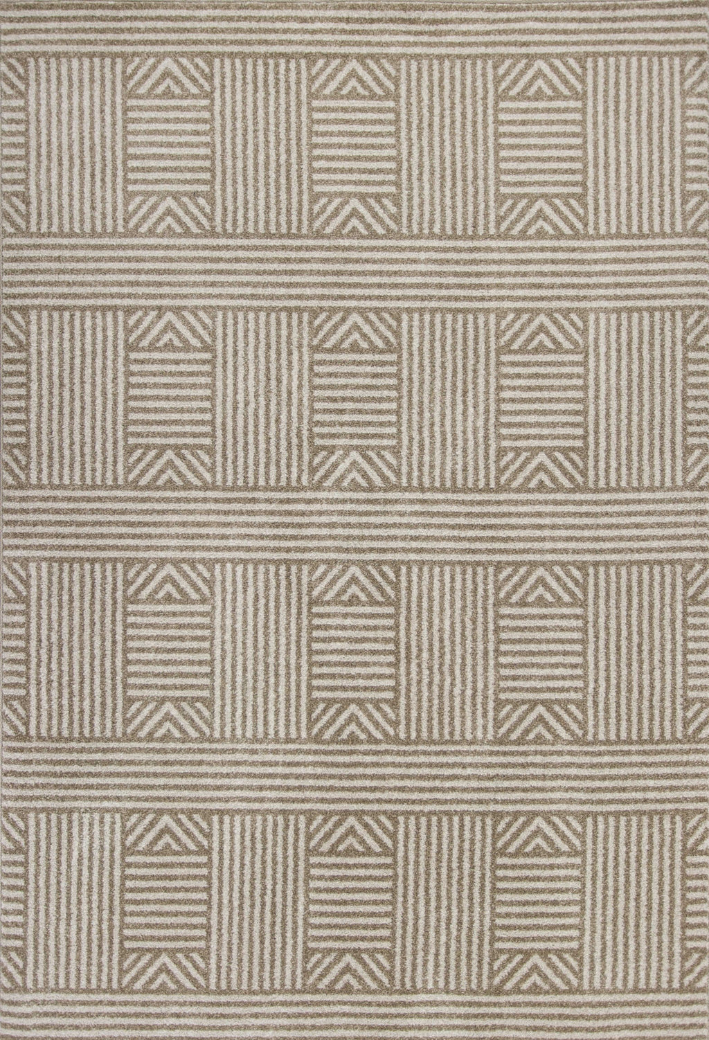 7' X 9' Beige Geometric Lines Uv Treated Indoor Area Rug - 99fab 