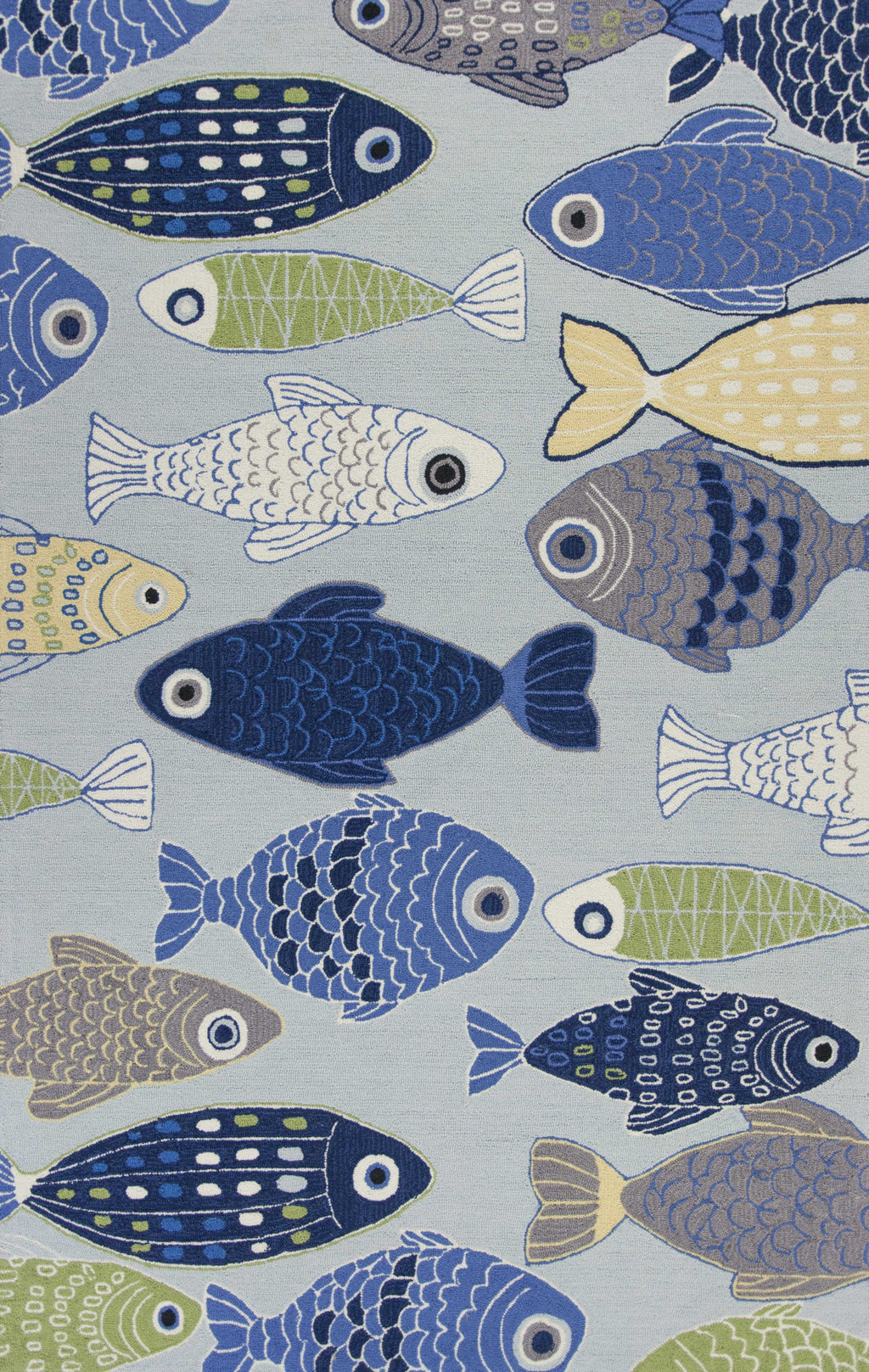 5' X 7' Light Blue School Of Fish Indoor Area Rug - 99fab 