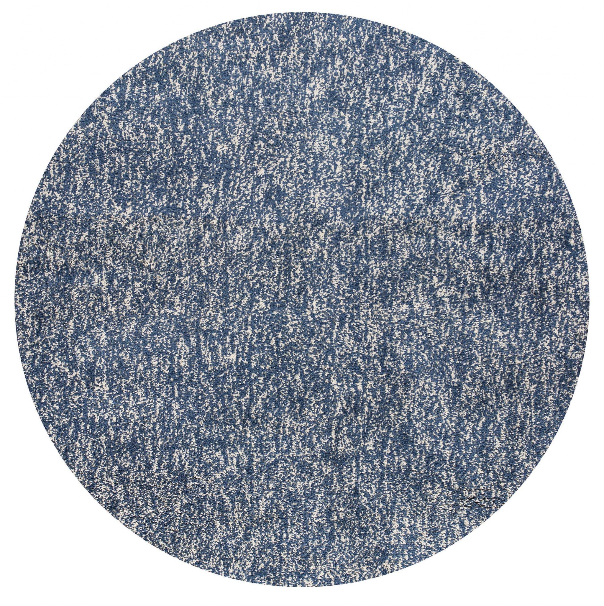 6' Round Indigo Or Ivory Heather Plain Indoor Area Rug