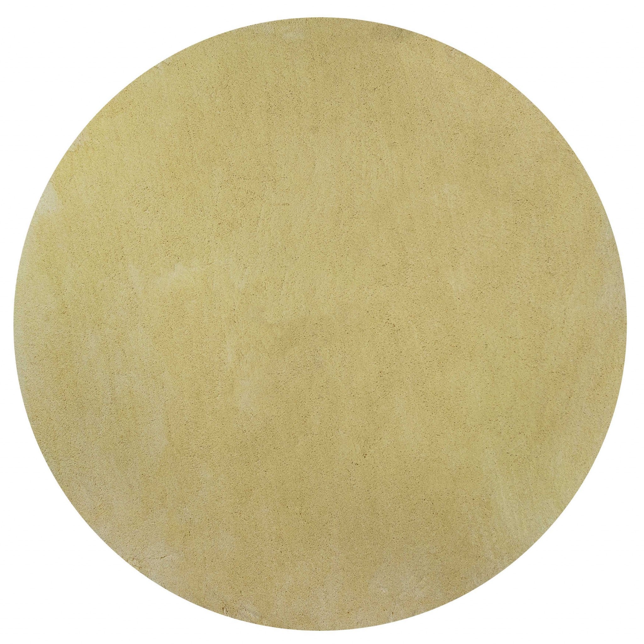 6' Round  Polyester Canary Yellow Area Rug