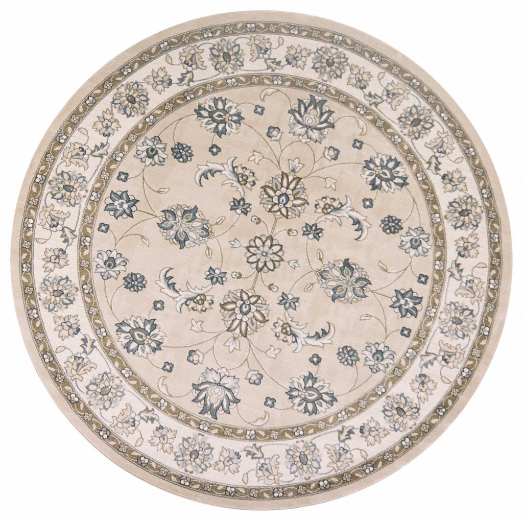 8' Round  Polypropylene Beige Or  Ivory  Area Rug - 99fab 